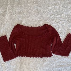 Pink long sleeve crop top